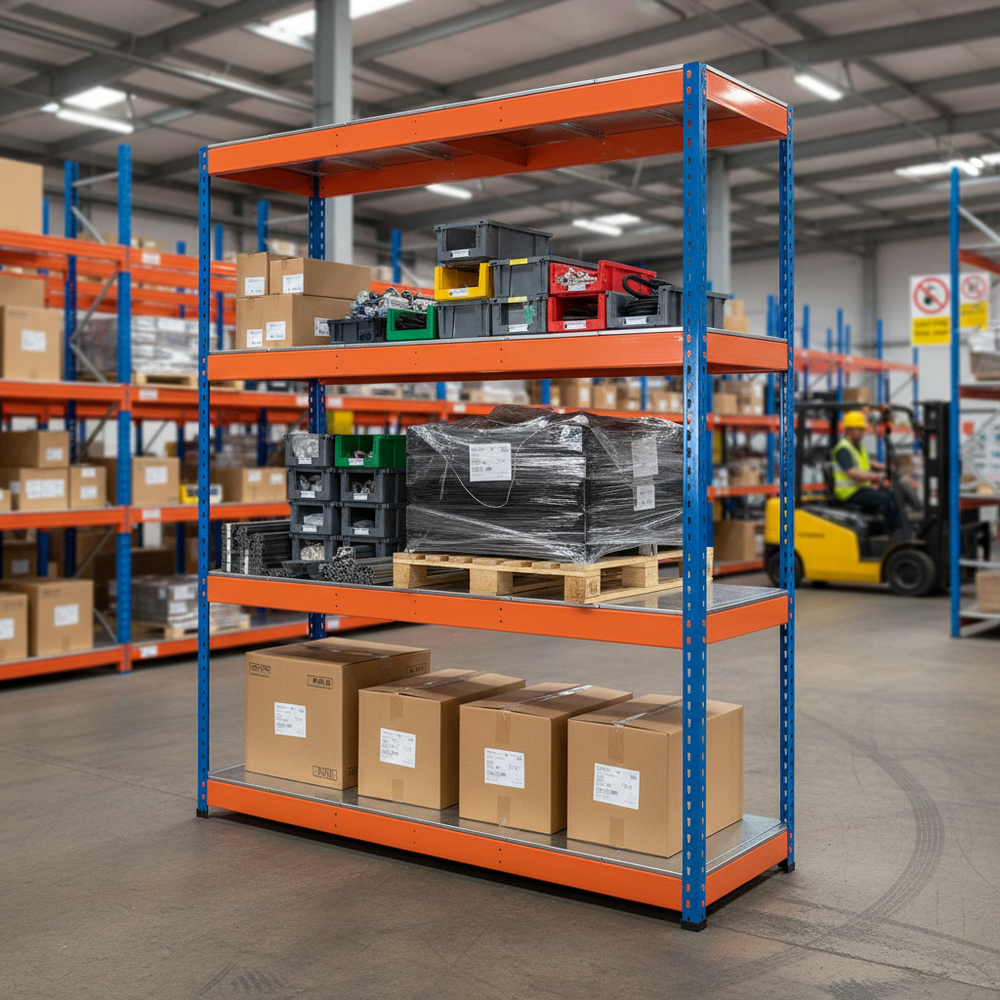 Heavy Duty Industrial Shelving - 2440mm High - 800kg Capacity - Steel - Side view