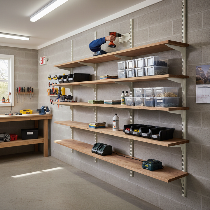 Heavy Duty Twin Slot Wall Mounted Shelving Uprights - Custom Build - White - Side view