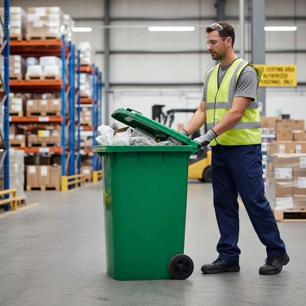 Professional Wheeled Bin - EN 840 Certified Heavy Duty Waste Container - Side view