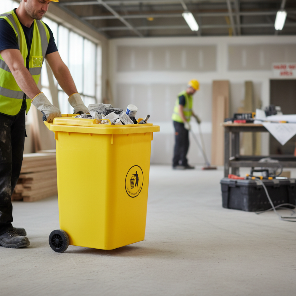 Heavy Duty Wheeled Bin - EN 840 Certified Mobile Waste Container - Side view