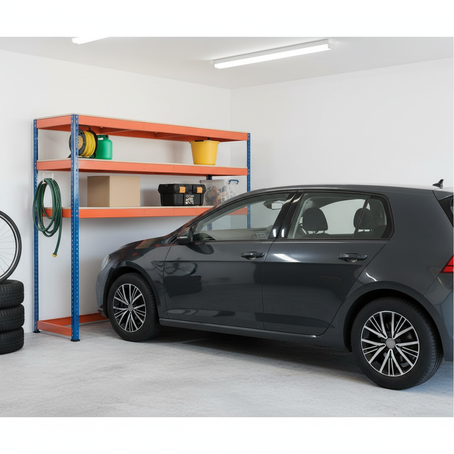 Heavy Duty Garage Shelving Unit for Vehicle Storage - Front view