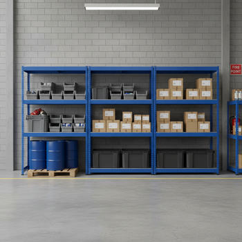 Premium 3x Industrial Shelving - 2440mm High - 400kg Capacity - Steel - Blue