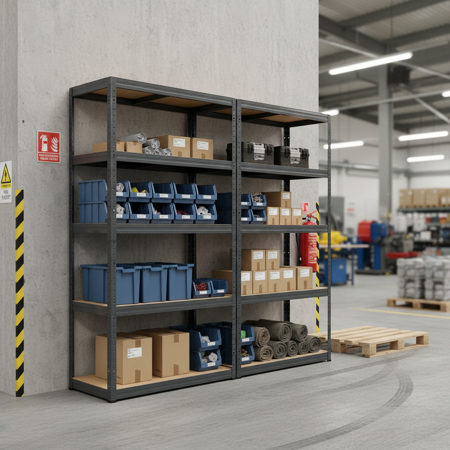 Premium Industrial Shelving - 2130mm High - 200/280kg Load Capacity - Grey - Front view
