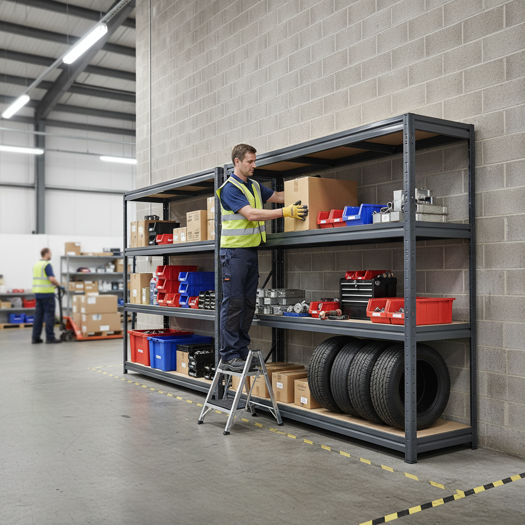 Heavy Duty Industrial Shelving - 1770mm High - Supports up to 600kg - Grey - Side view