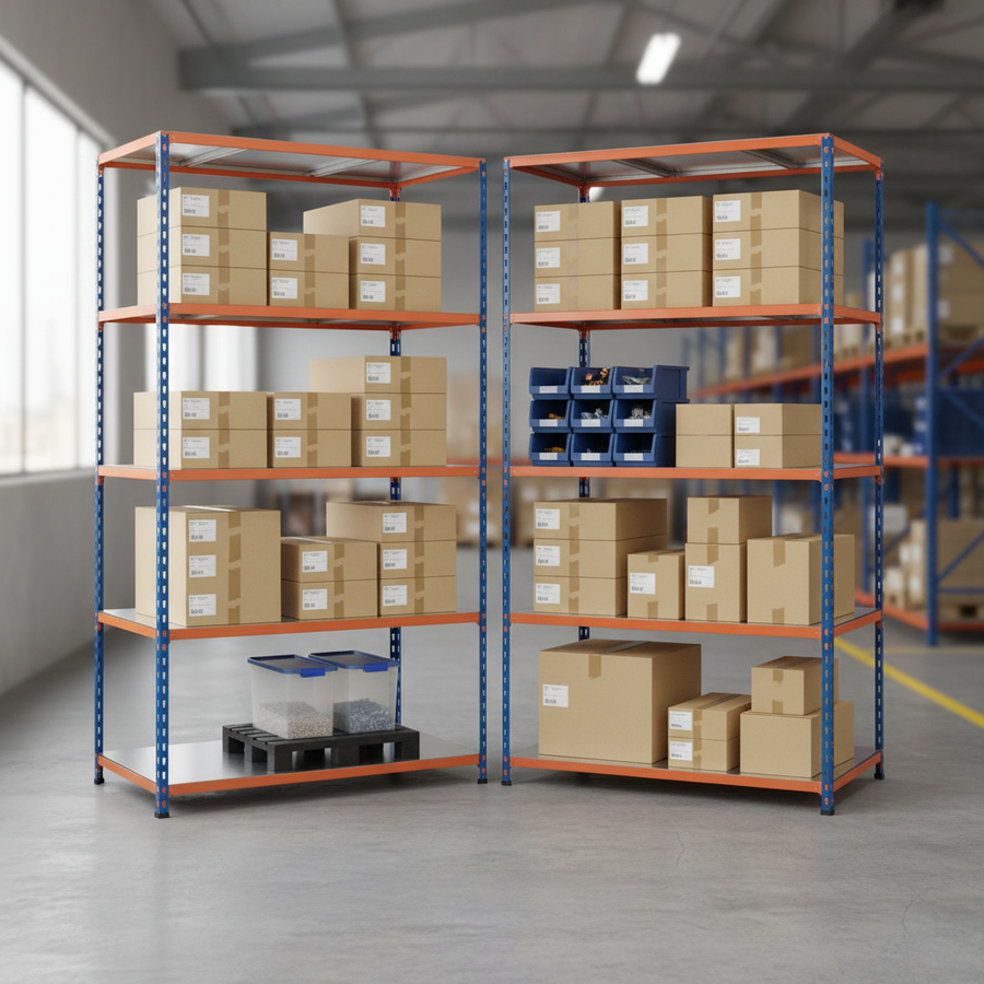 Premium Industrial Shelving - 2440mm High - 340kg Capacity - Steel Construction - Front view