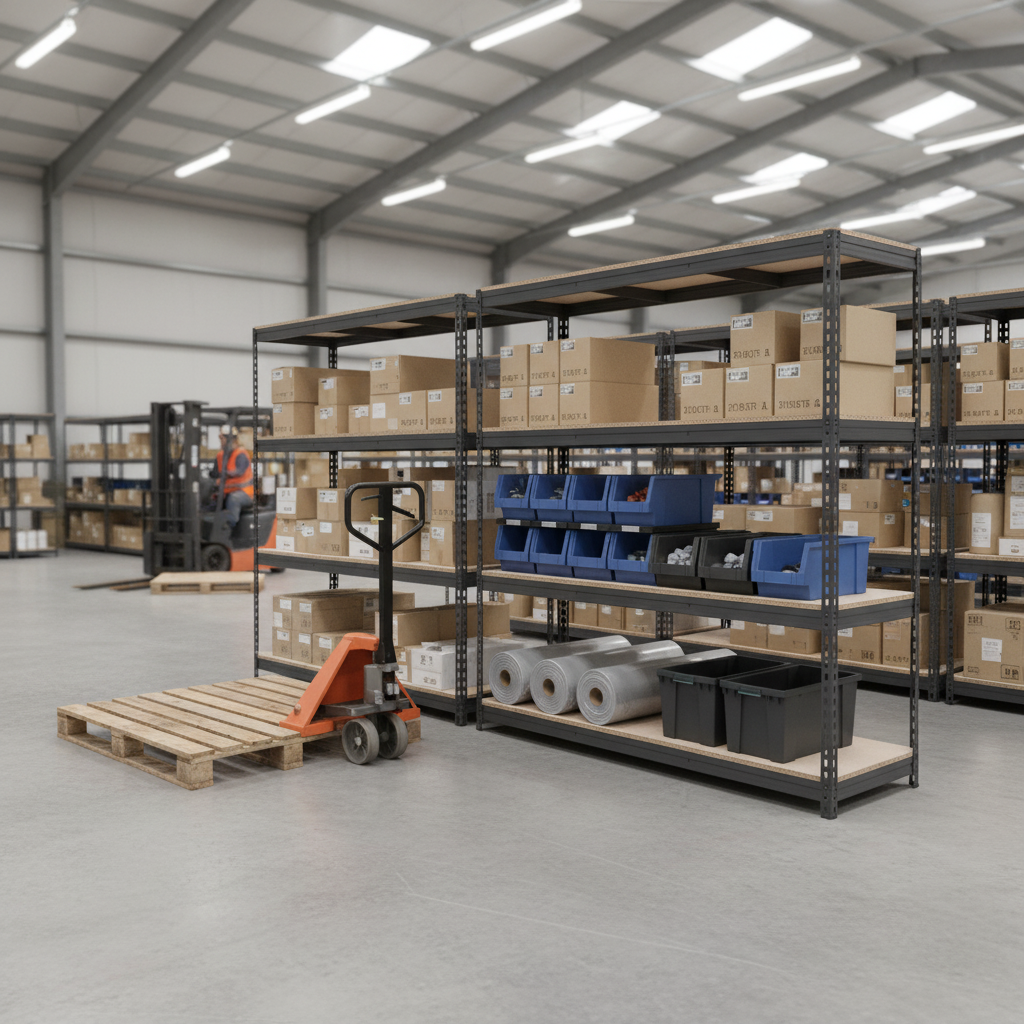 3x Heavy Duty Industrial Shelving - 1800mm High - 500kg Capacity - Grey - Side view