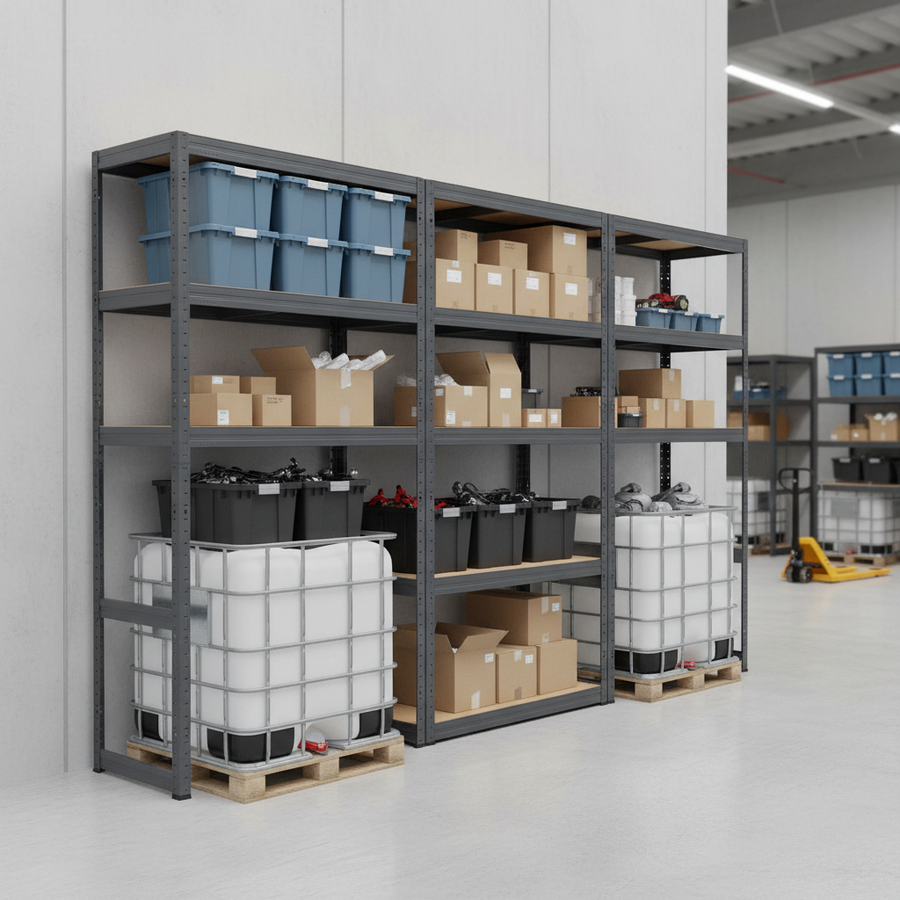 Premium Heavy Duty Shelving - 1800mm High - 200/280kg Capacity - Grey - Front view