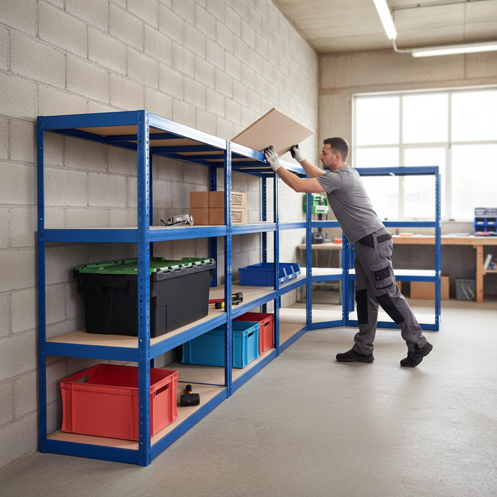 Heavy Duty Corner Shelving Unit - 1600mm High - 200/280kg Capacity - Blue - Front view
