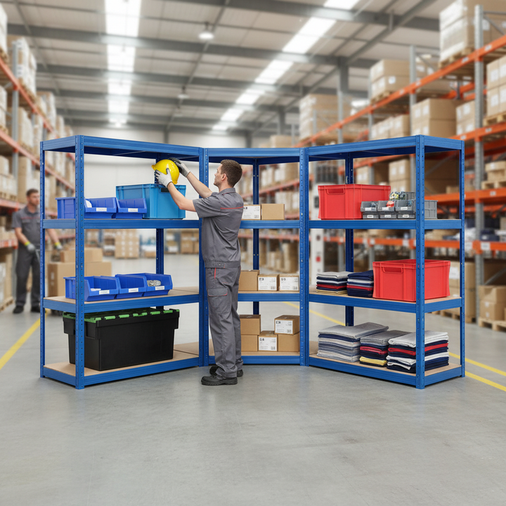 Premium 3x Corner Shelving Unit - 1600mm High - 200/280kg Capacity - Side view