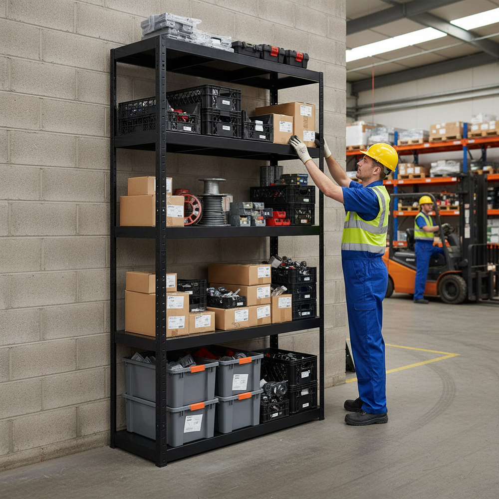 Heavy Duty Metal Shelving - 1800mm High - 90/130kg Capacity - Side view