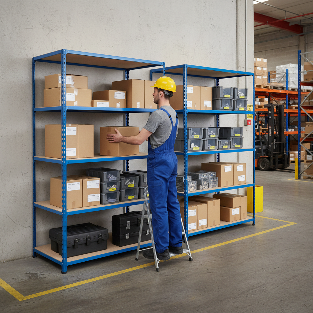 Premium Industrial Shelving - 1830mm High - 200kg Load Capacity - Chipboard - Blue Finish - Side view