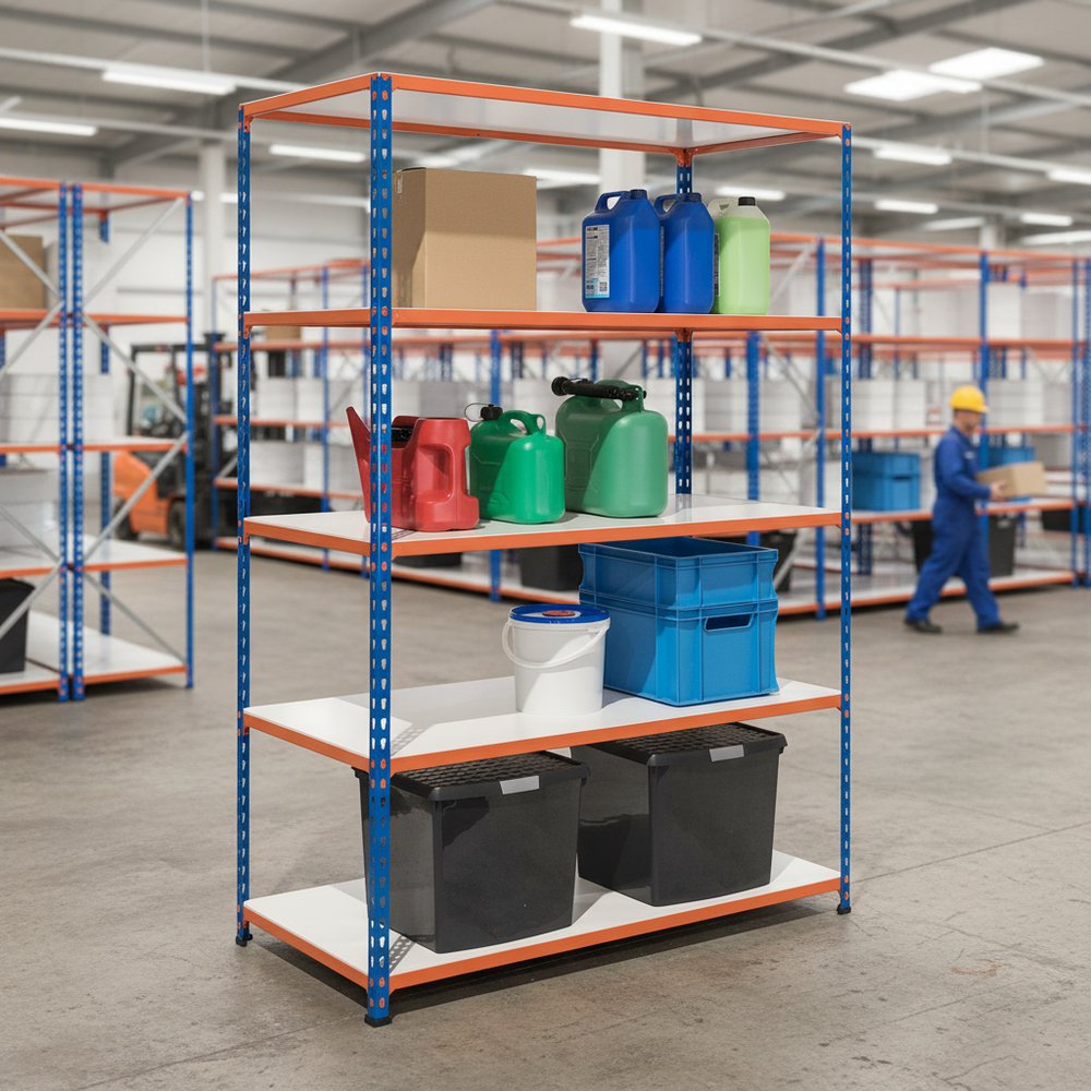 Heavy Duty Industrial Shelving - 2440mm High - 200kg Capacity - Melamine - Side view