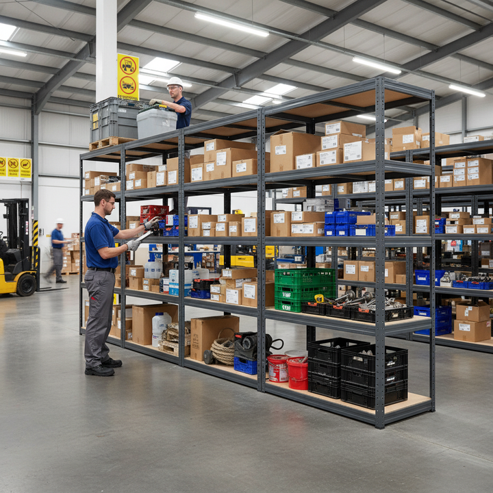 Premium Industrial Shelving - 2130mm High - 200/280kg Capacity - Grey - Side view