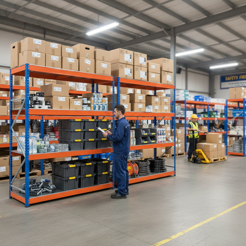 Heavy Duty Industrial Shelving - 2440mm High - 400kg Capacity - Steel - Side view