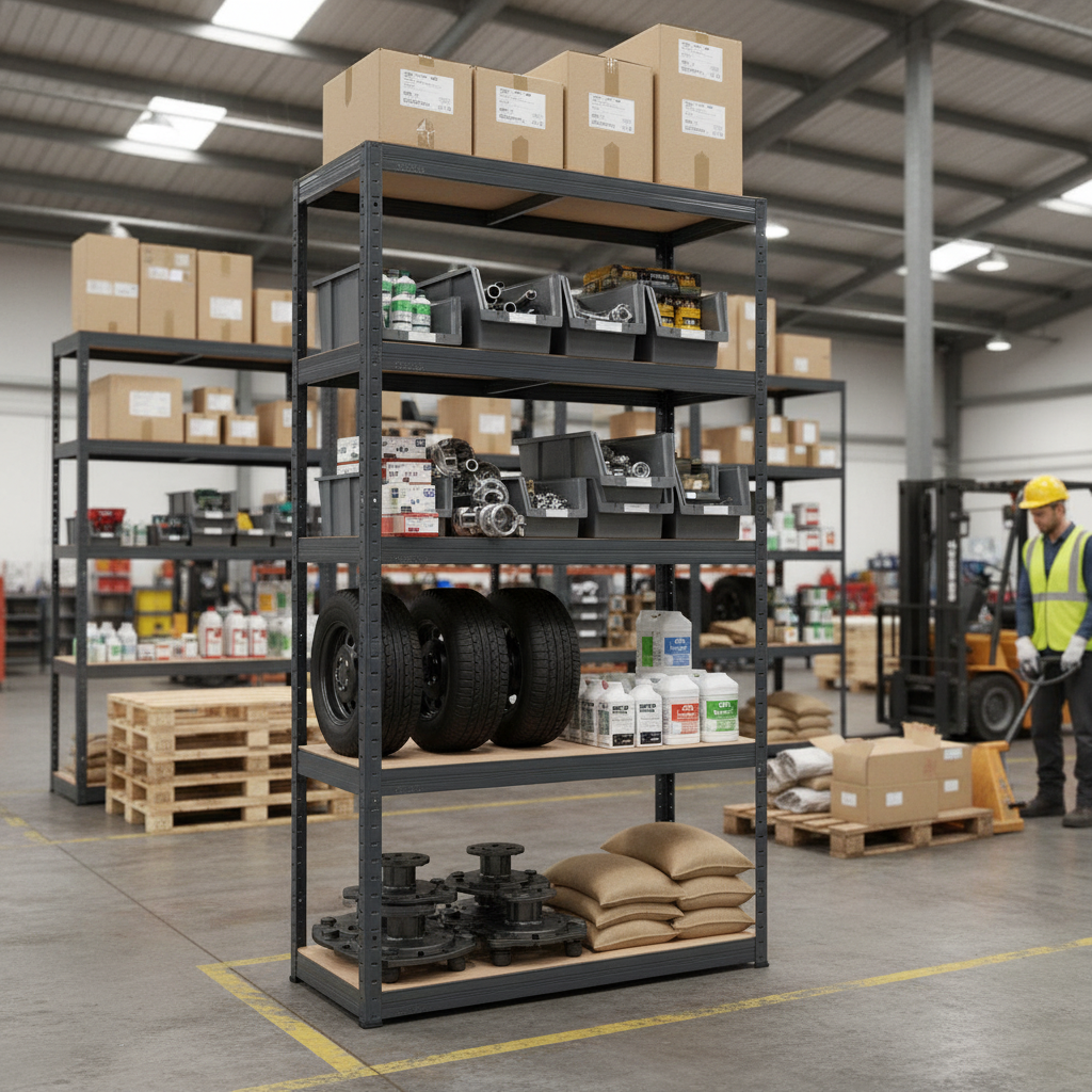 Heavy Duty Industrial Shelving - 2130mm High - 200/280kg Capacity - Grey - Side view
