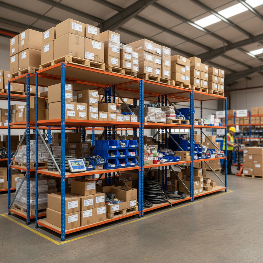 Premium Industrial Shelving - 2440mm High - 340kg Capacity - Chipboard - Side view