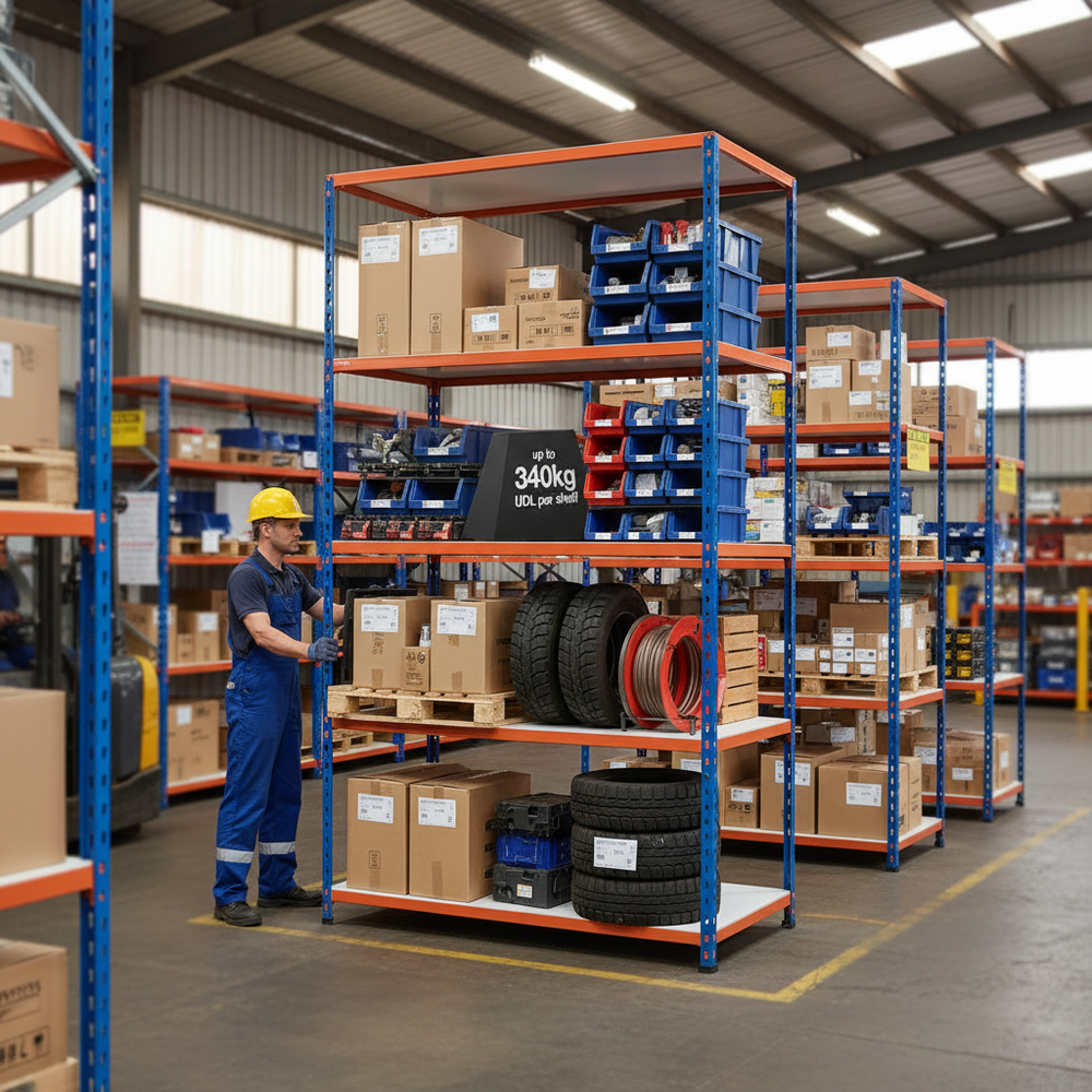 Heavy Duty Industrial Shelving - 3050mm High - 340kg Capacity - Melamine - Side view