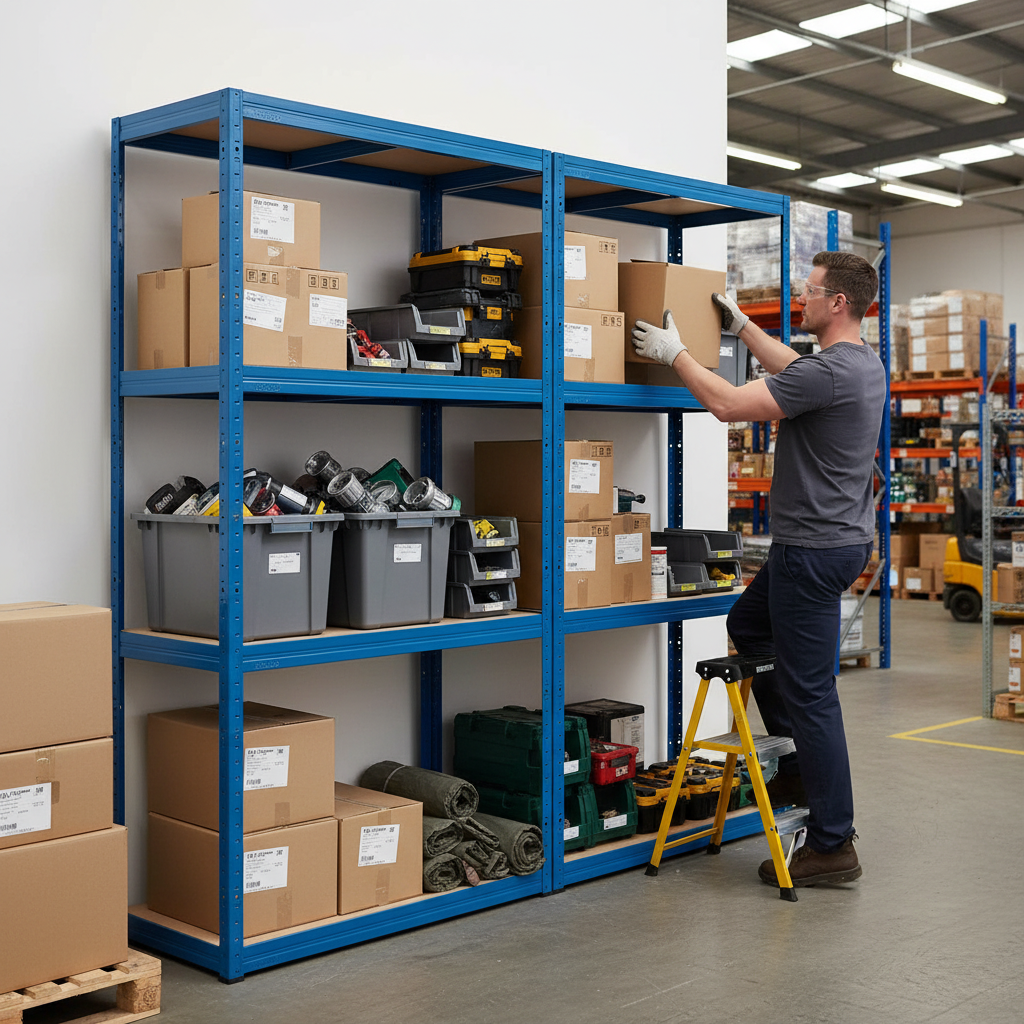 Heavy Duty Shelving - 1600mm High - 200/280kg Capacity - Blue - Side view