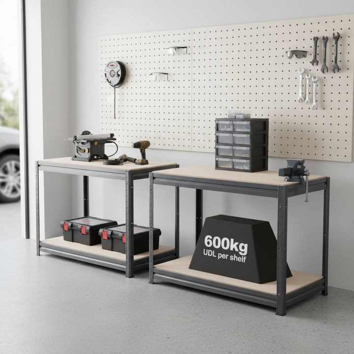 Premium Heavy Duty Workbenches - Adjustable Height & High Capacity - Front view