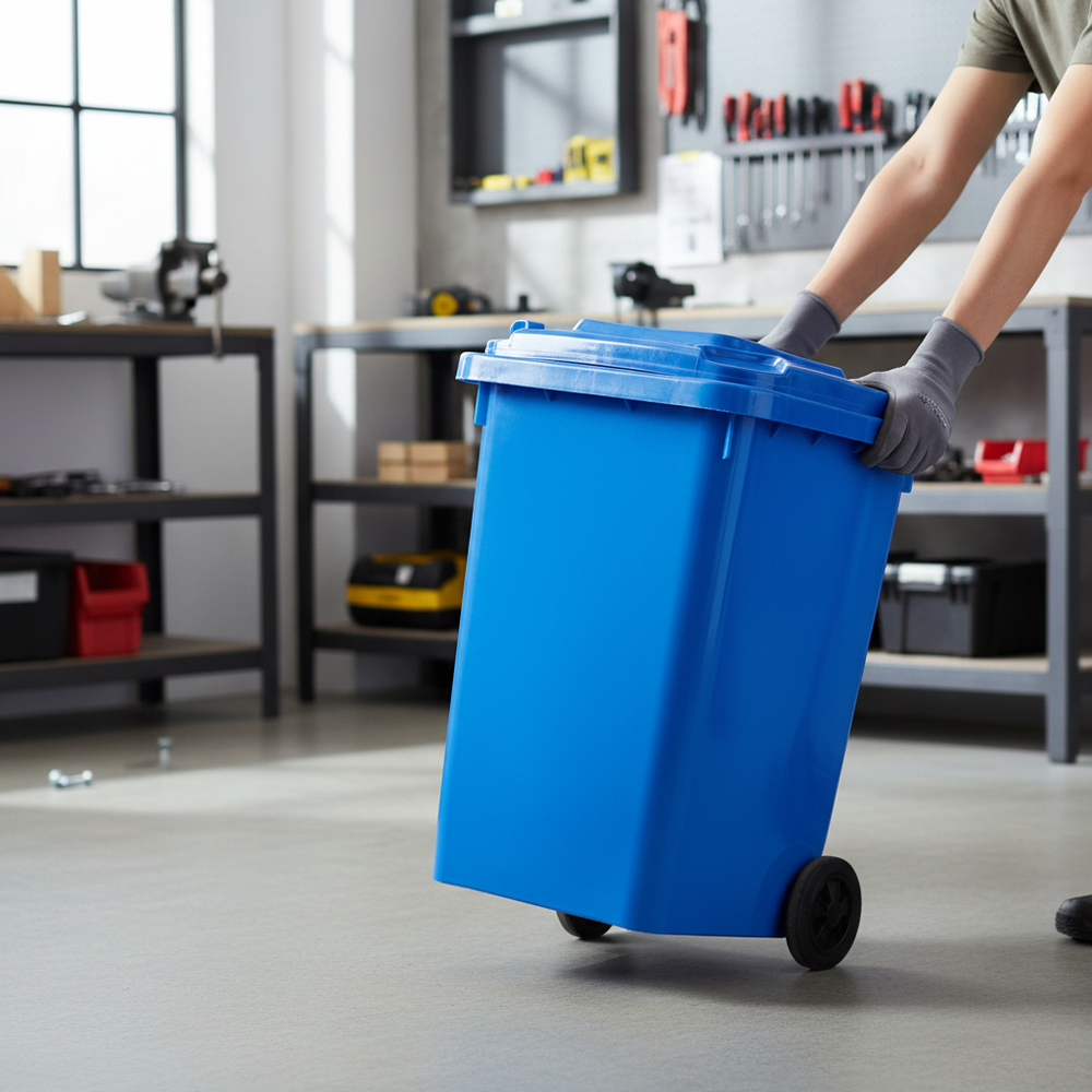 Heavy Duty Wheeled Waste Bin - Mobile Waste Management Solution - Side view