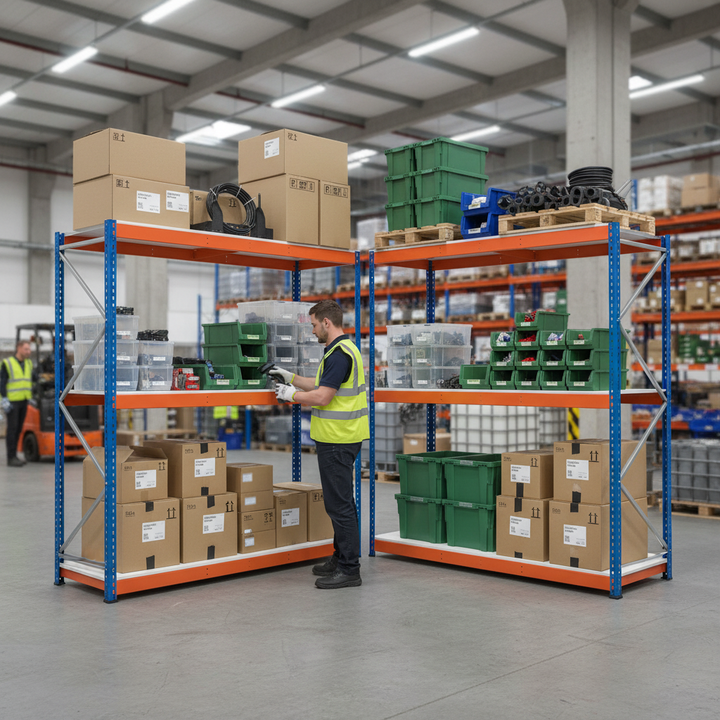 Premium Heavy Duty Industrial Shelving - 2440mm High - 400kg Capacity - Side view