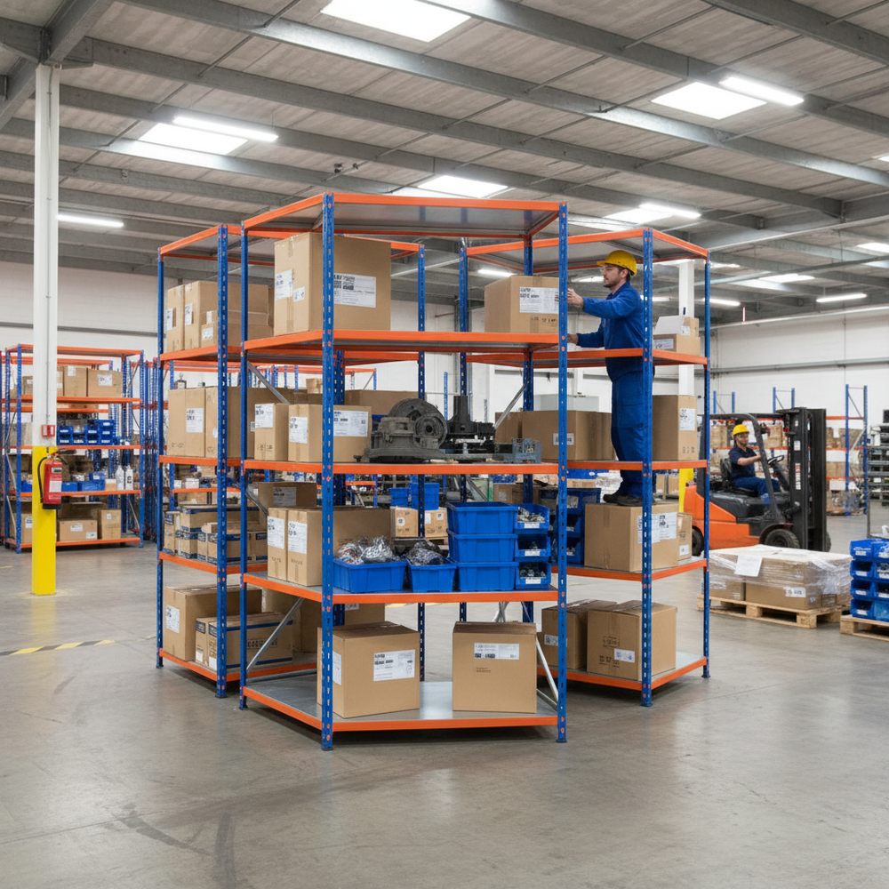 Heavy Duty Industrial Shelving - 2440mm High - 200kg Capacity - Steel Construction - Side view