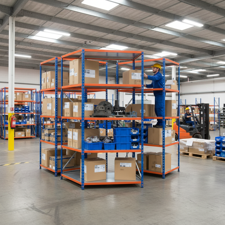 Heavy Duty Industrial Shelving - 2440mm High - 200kg Capacity - Steel Construction - Side view