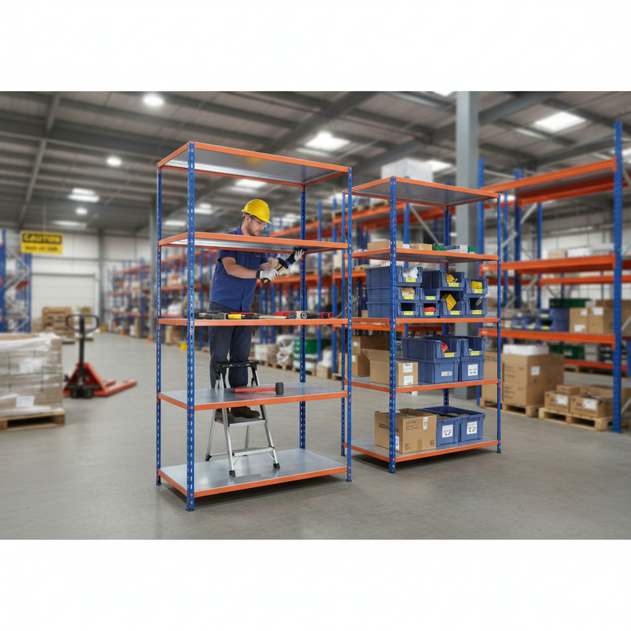 Heavy Duty Industrial Shelving - 2440mm High - 200kg Capacity - Steel Construction - Front view