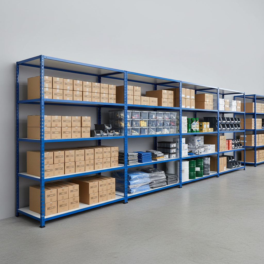 Heavy Duty Industrial Shelving Unit - 2440mm High - 200kg Capacity - Melamine - Blue Finish - Front view