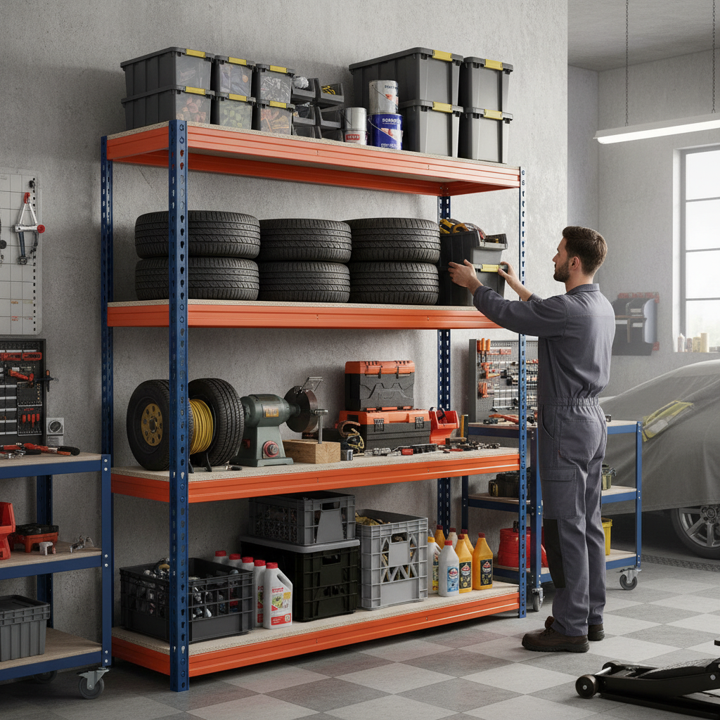 Heavy Duty Garage Shelving - 1800mm High - 500kg Load Capacity - Adjustable - Side view
