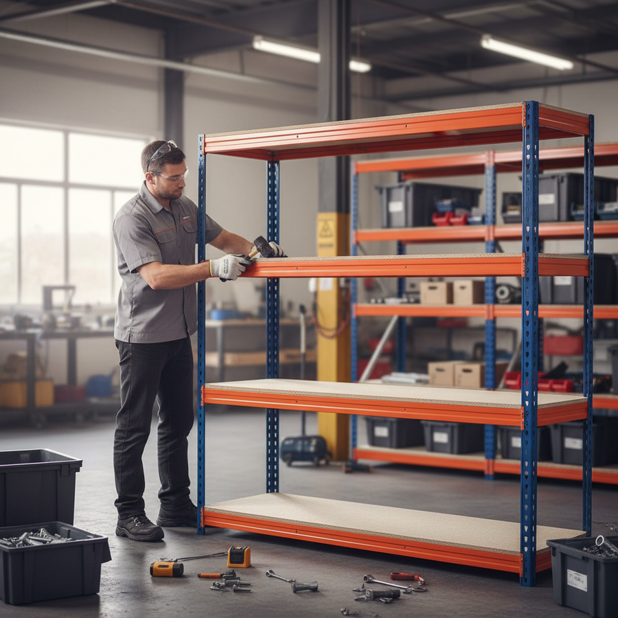 Premium Heavy Duty Garage Shelving - 2200mm High - 500kg Load Capacity - Front view