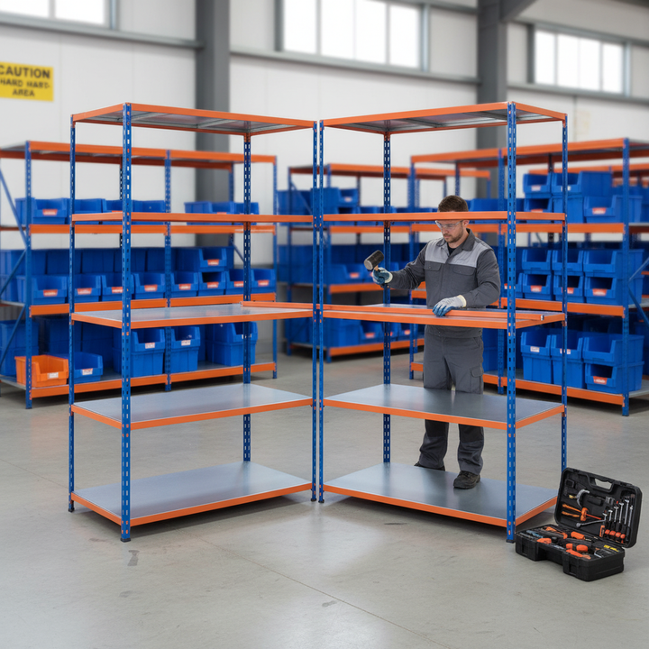 Premium Industrial Shelving Unit - 2440mm High - 200kg Capacity - Steel - Front view