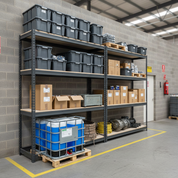 Premium Heavy Duty Industrial Shelving - 1800mm High - 500kg Capacity - Grey - Front view