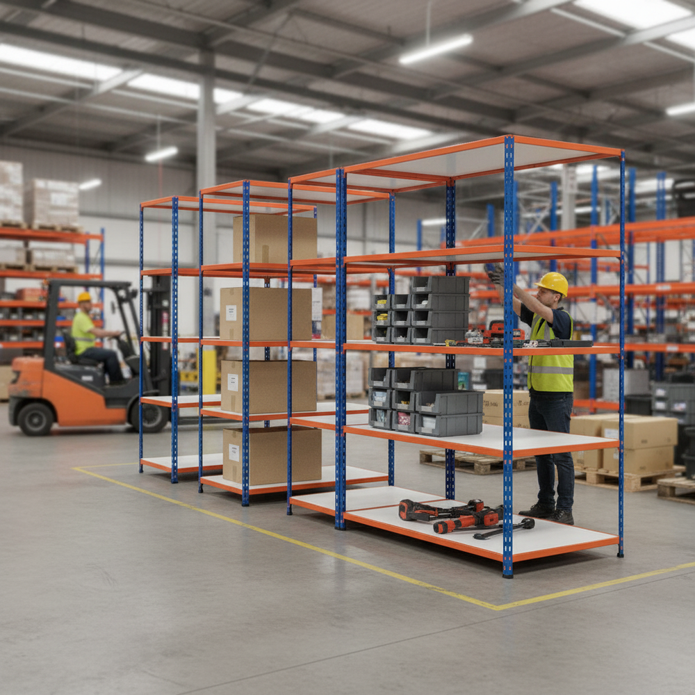 Premium Industrial Shelving - 2440mm High - 200kg Capacity - Melamine - Side view