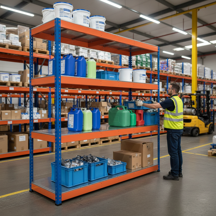 Premium Heavy Duty Steel Shelving - 3050mm High - 800kg Capacity - Side view