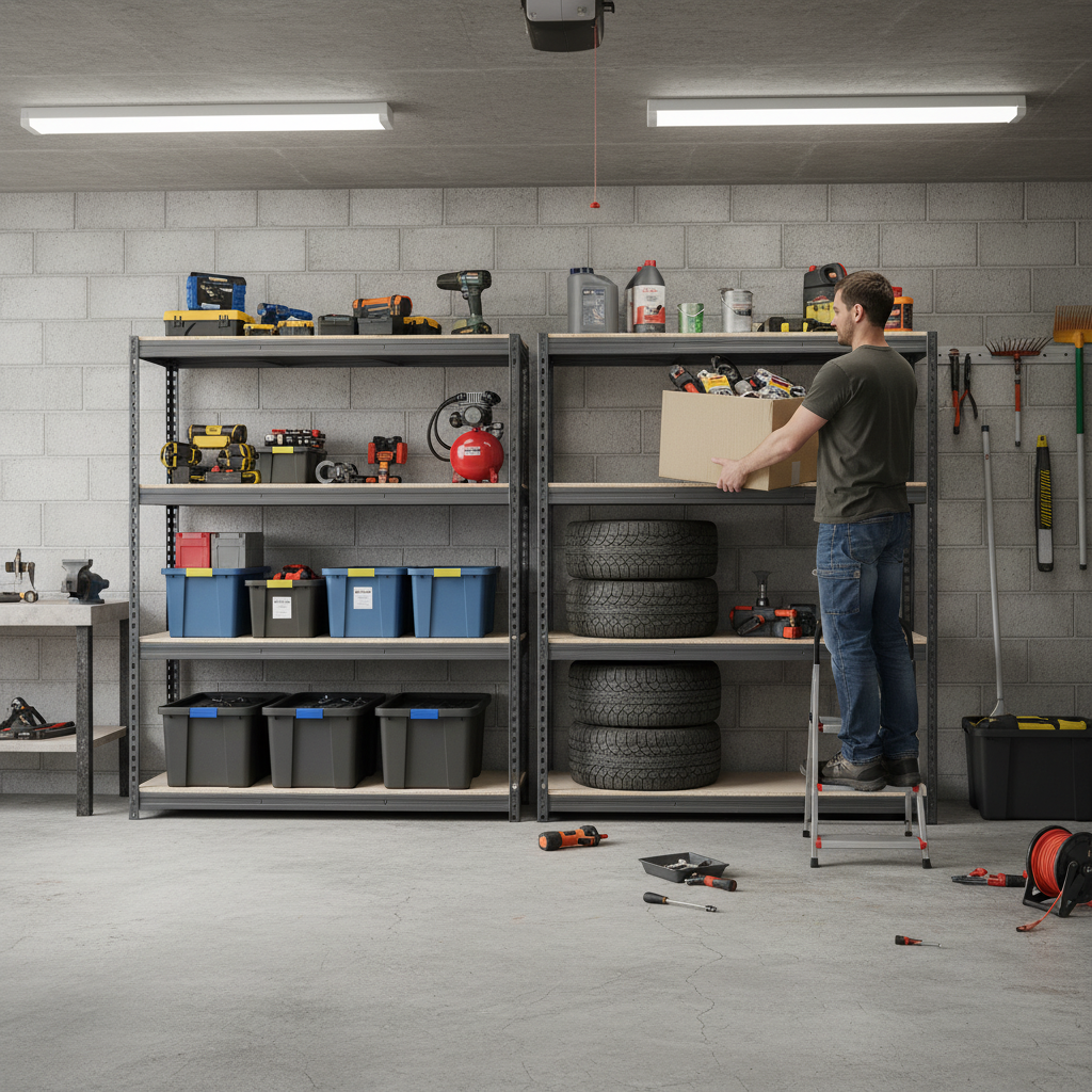 Heavy Duty Garage Shelving - 1800mm High - 500kg Capacity - Grey - Side view