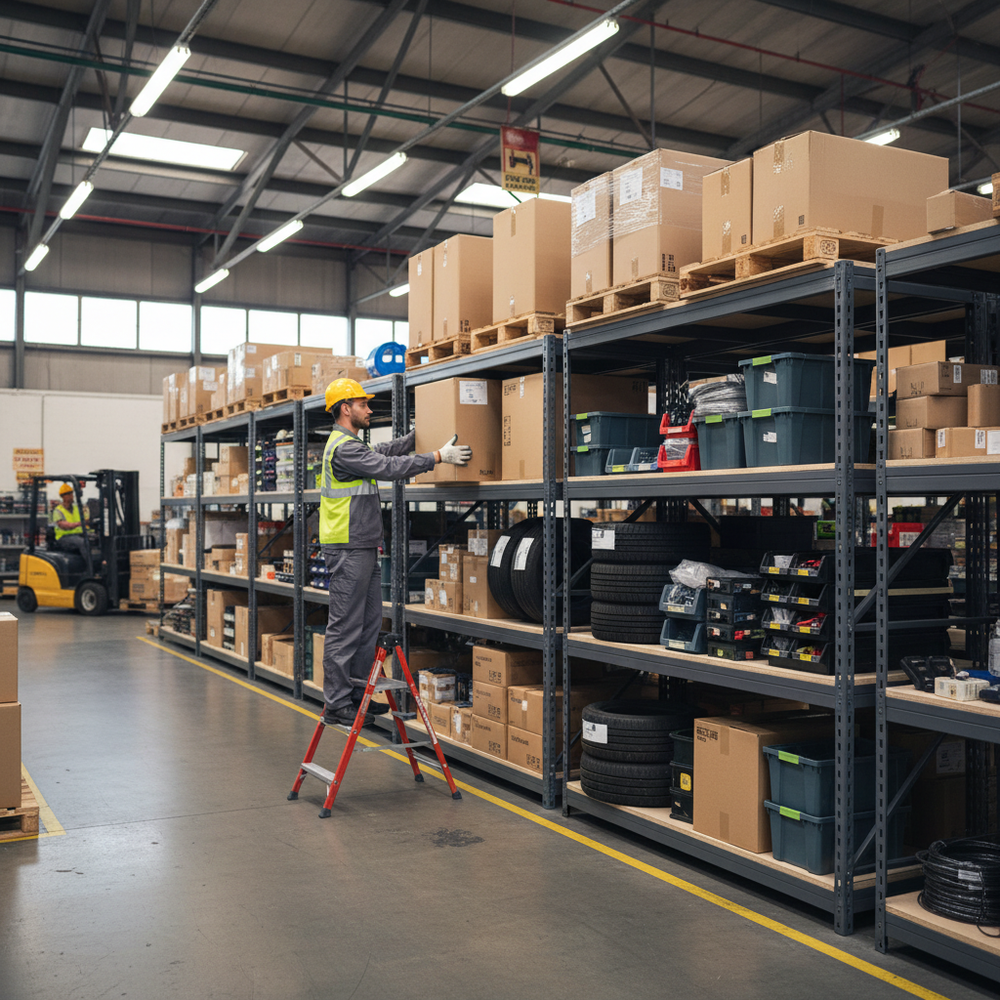 4x Heavy Duty Industrial Shelving - 2000mm High - 500kg Capacity - Grey - Side view
