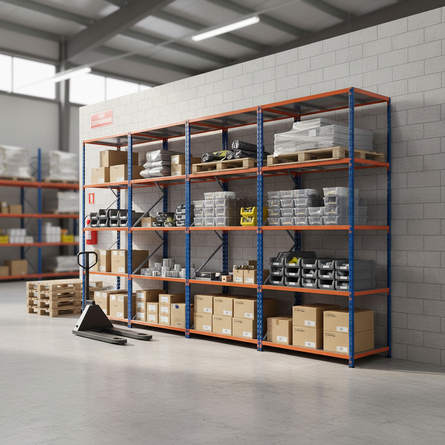 4-Level Heavy Duty Industrial Shelving - 1980mm High - 340kg Capacity - Steel Construction - Front view