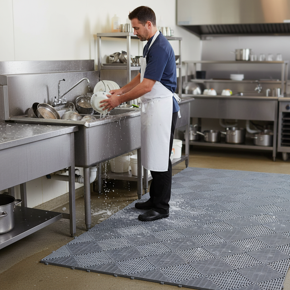 High-Performance Wet Area Mats for Safety and Durability - Grey - Side view