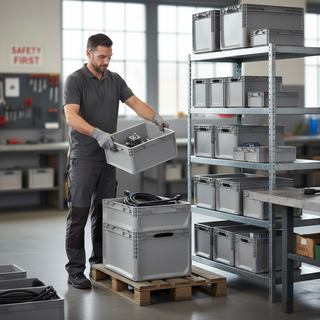 Premium Light Grey Euro Containers - Durable and Versatile - Front view