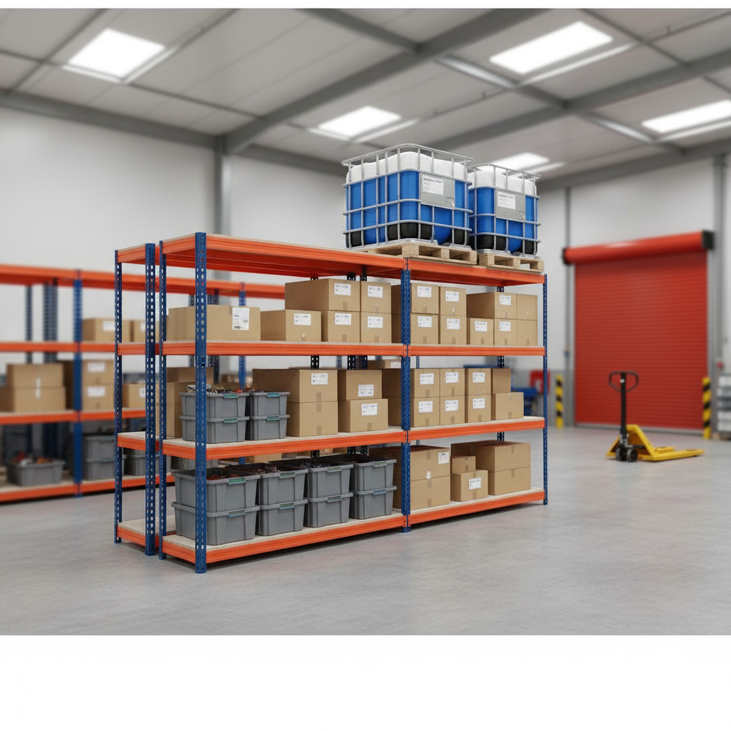 Premium Heavy Duty Industrial Shelving - 2200mm High - 500kg Load Capacity - Front view