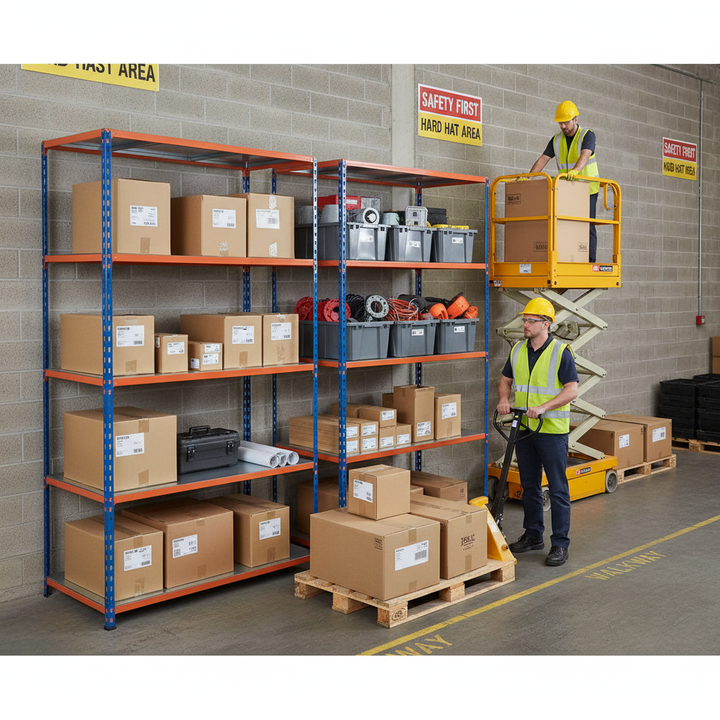Heavy Duty Industrial Shelving - 3050mm High - 340kg Capacity - Steel - Side view