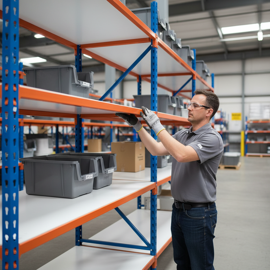 Additional Heavy Duty Melamine Shelf - Blue & Orange - 15mm Thick - Front view