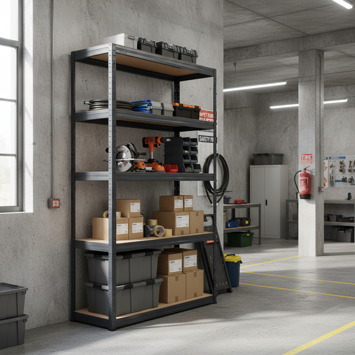Heavy Duty Shelving Unit - 1800mm High - 200/280kg Capacity - Grey - Front view