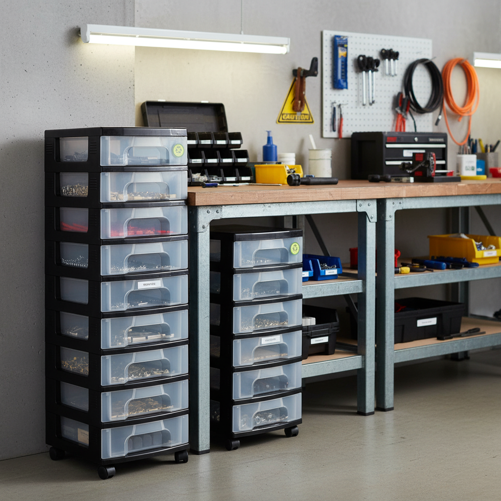 Premium Plastic Storage Drawers for Organizing Home and Office - Front view