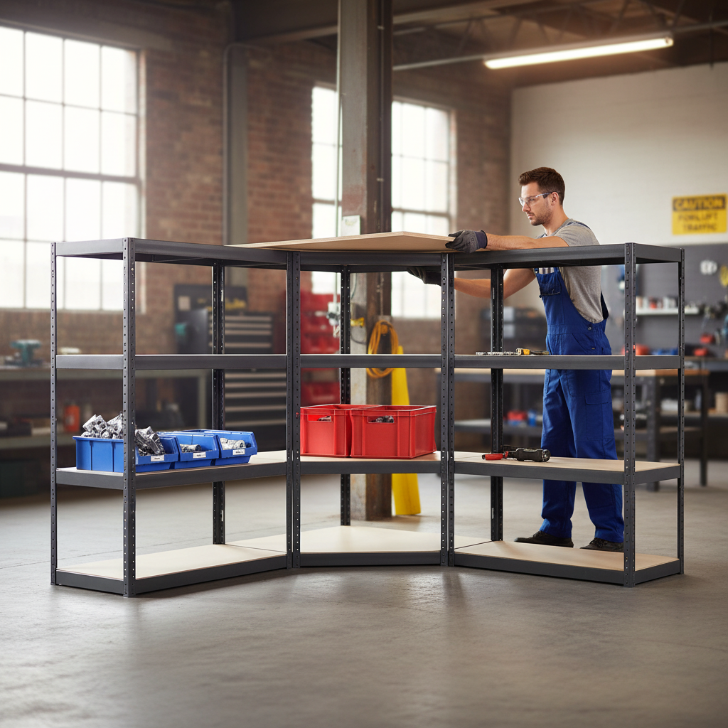 Premium Corner Shelving Unit - 1600mm High - 200/280kg Capacity - Grey - Front view