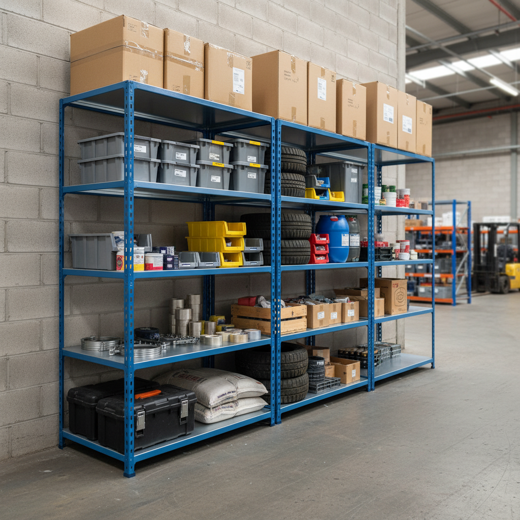 Premium Industrial Shelving Unit - 1830mm High - 200kg Capacity - Steel - Blue Finish - Side view