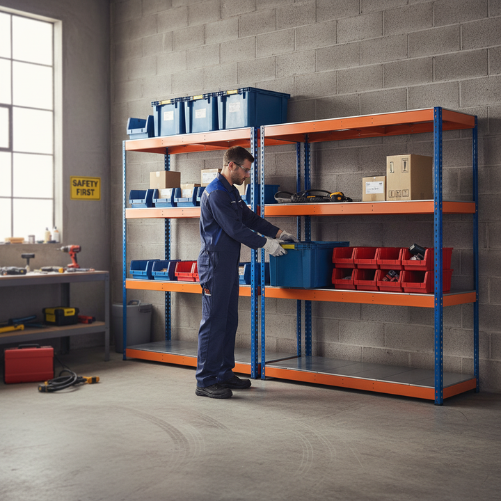 Heavy Duty Industrial Shelving - 1980mm High - 400kg Capacity - Steel - Front view