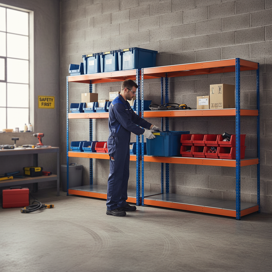 Heavy Duty Industrial Shelving - 1980mm High - 400kg Capacity - Steel - Front view