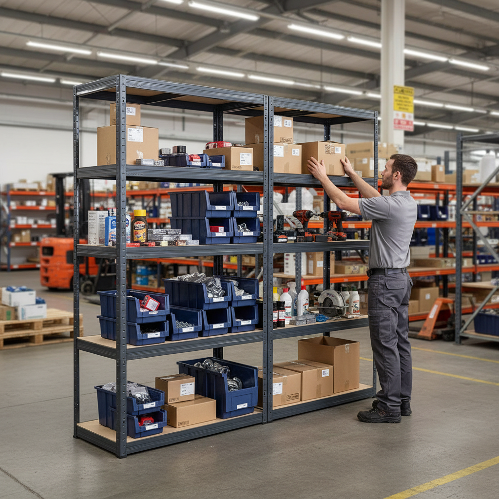 Premium Garage Shelving Unit - 2130mm High - 200/280kg Capacity - Grey - Side view